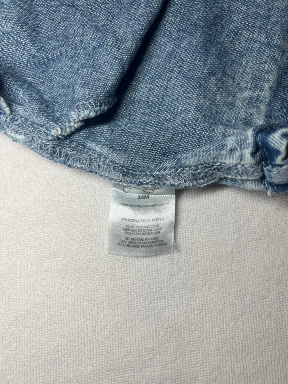 Jessica Simpson Acid Wash Denim Shortalls with crochet straps Size 24 Months
